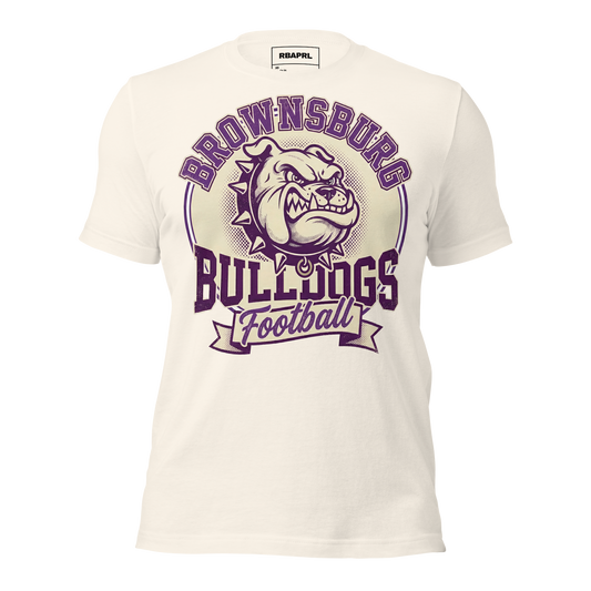 Brownsburg Bulldogs Football T-Shirt in Vintage White – Indiana Spirit Wear by Hometown Gameday Co.
