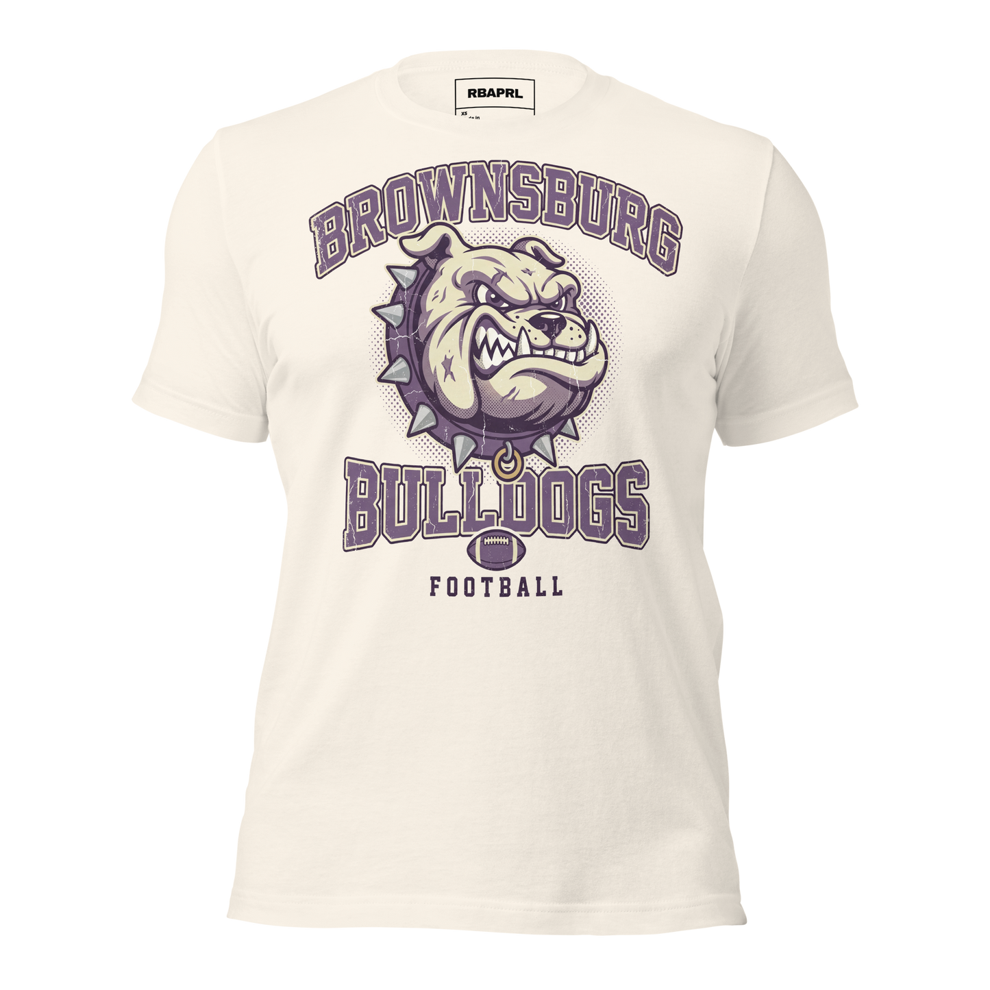 Brownsburg Bulldogs Football T-Shirt in Vintage White – Indiana Spirit Wear by Hometown Gameday Co.