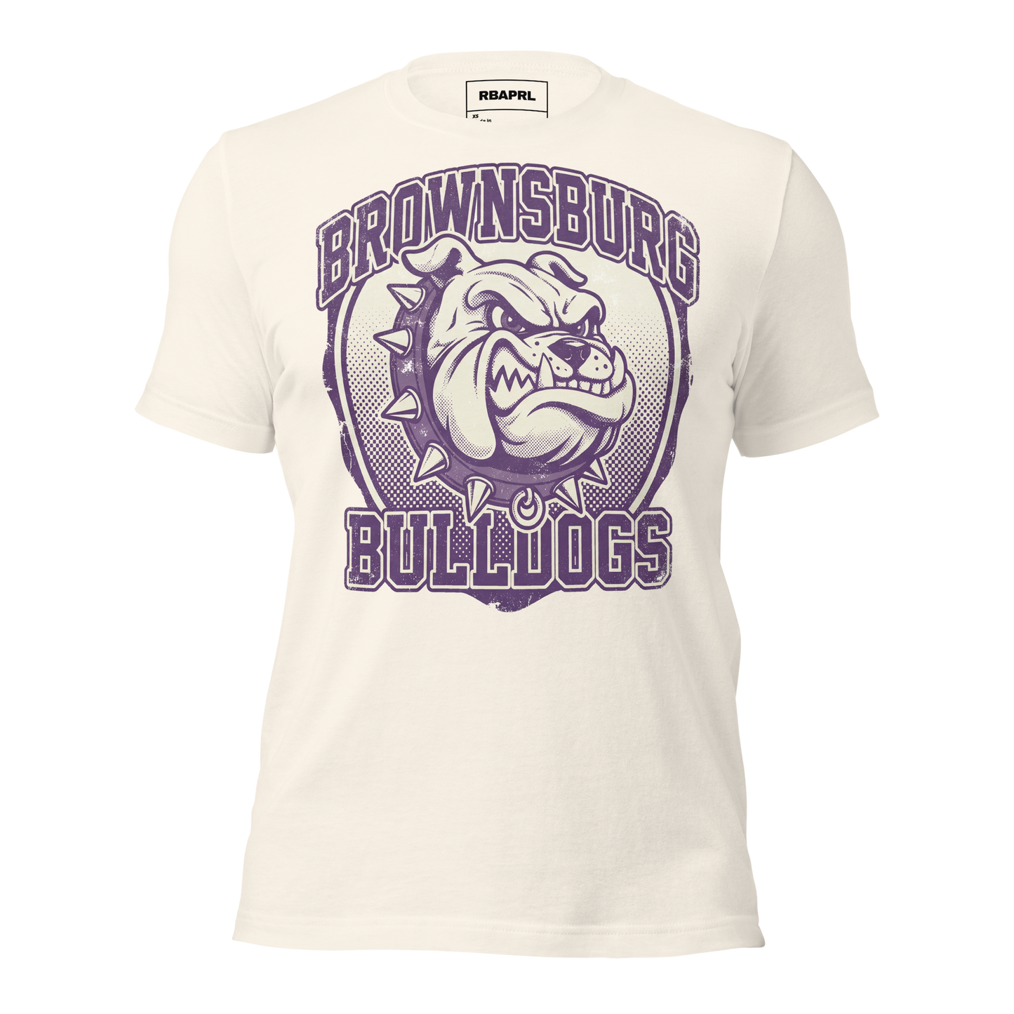 Brownsburg Bulldogs Football T-Shirt in Vintage White – Indiana Spirit Wear by Hometown Gameday Co.