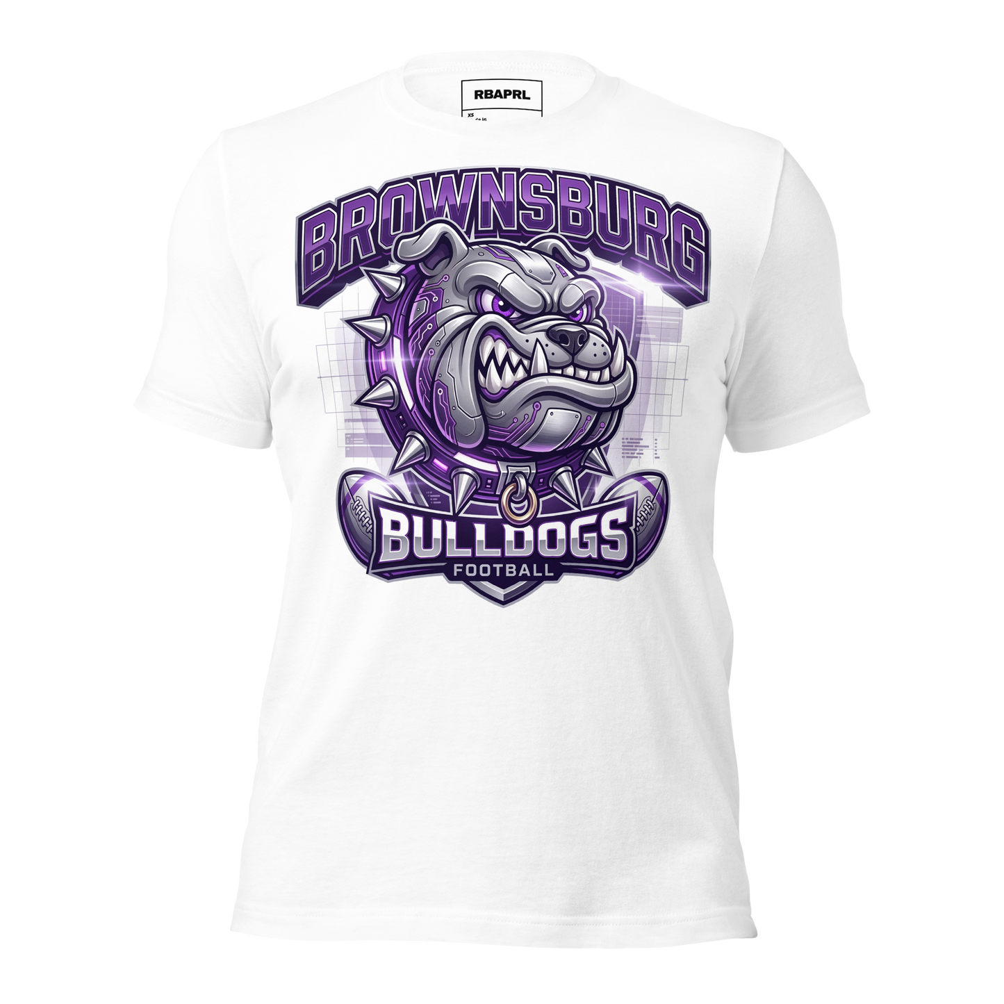 Brownsburg Bulldogs Football T-Shirt in White – Indiana Spirit Wear by Hometown Gameday Co.