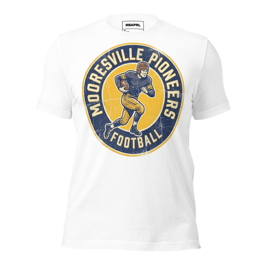 Mooresville Pioneers Football T-Shirt in White – Indiana Spirit Wear by Hometown Gameday Co.