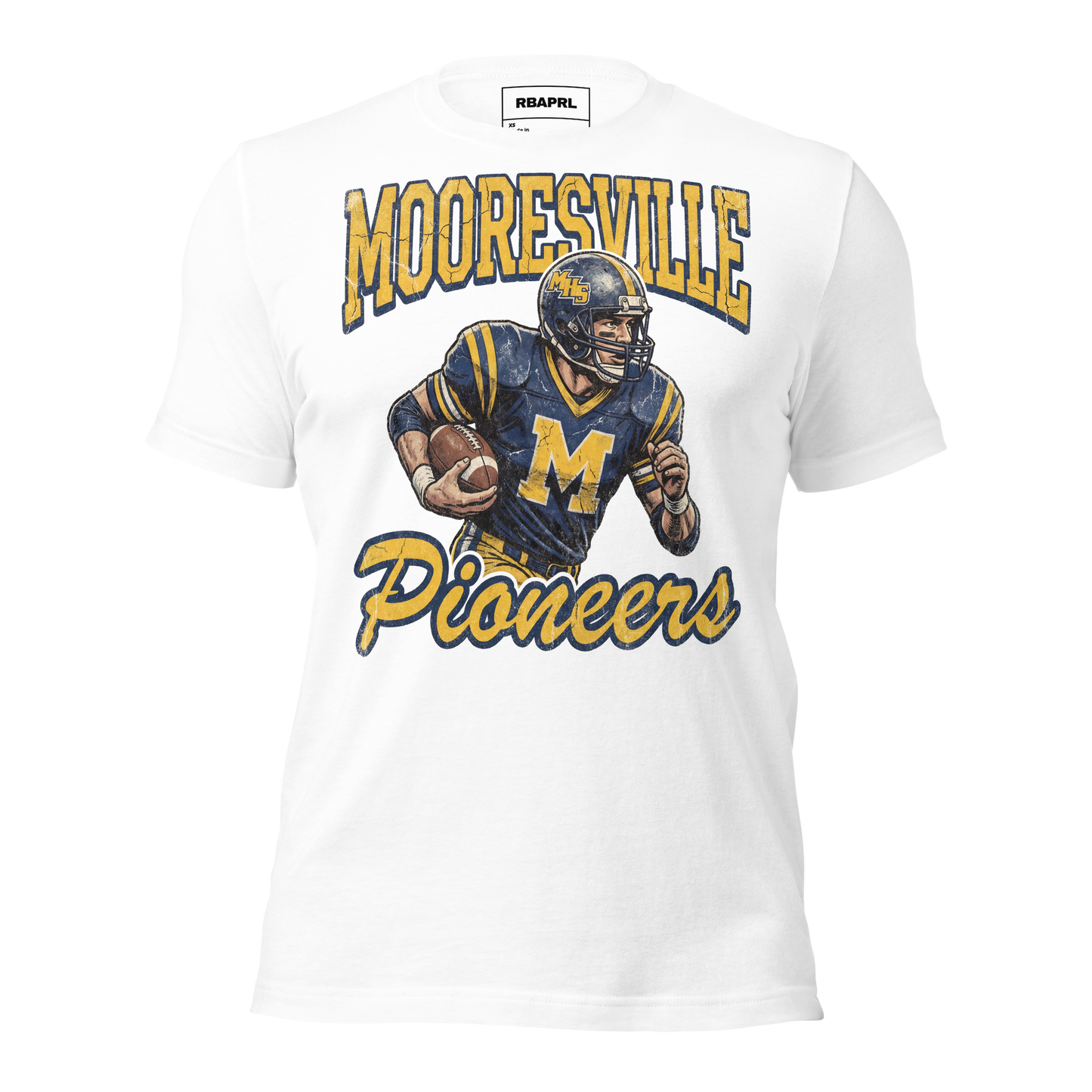 Mooresville Pioneers Football T-Shirt in White – Indiana Spirit Wear by Hometown Gameday Co.