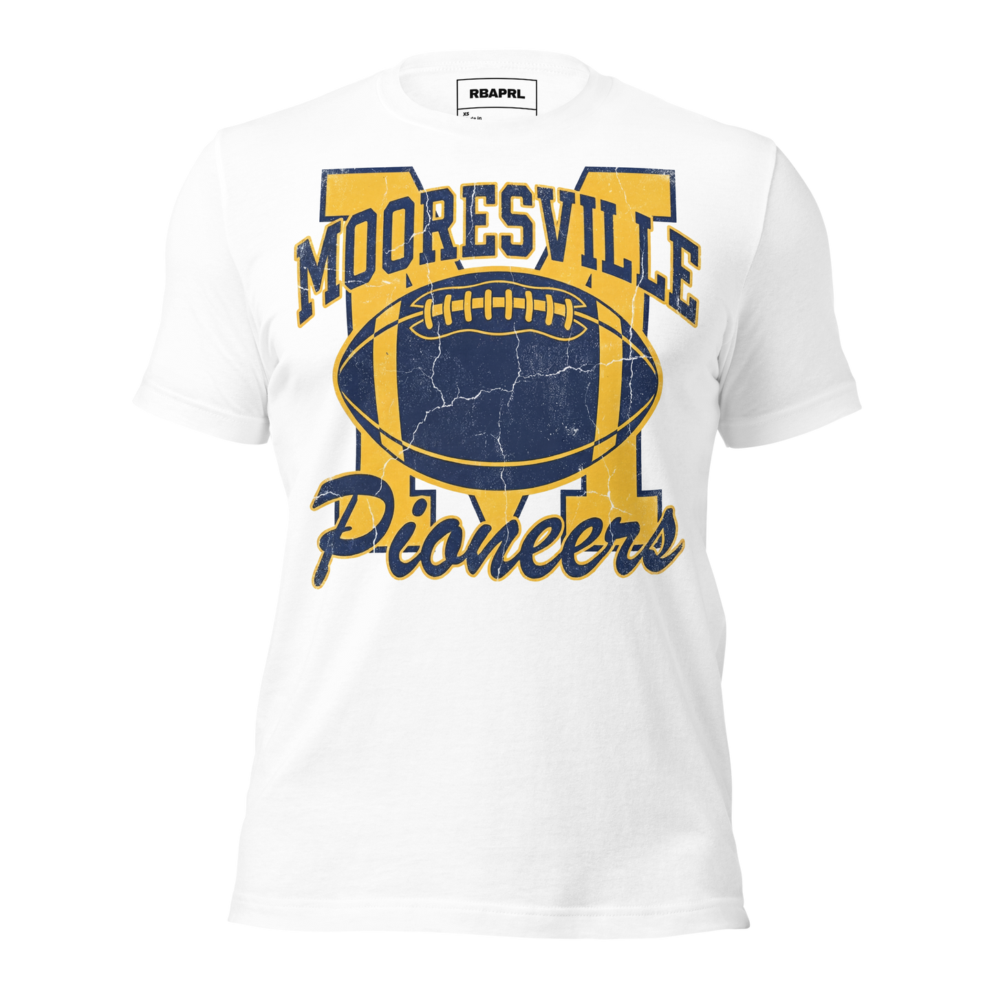 Mooresville Pioneers Football T-Shirt in White – Indiana Spirit Wear by Hometown Gameday Co.