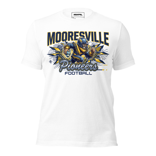 Mooresville Pioneers Football T-Shirt in White – Indiana Spirit Wear by Hometown Gameday Co.