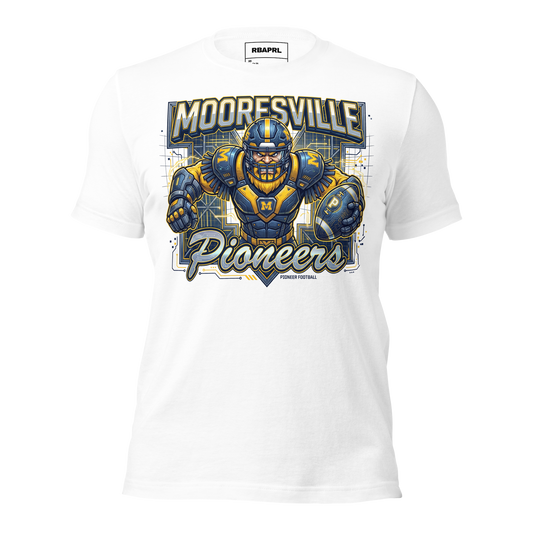 Mooresville Pioneers Football T-Shirt in White – Indiana Spirit Wear by Hometown Gameday Co.