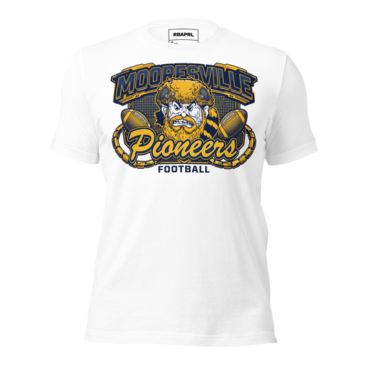 Mooresville Pioneers Football T-Shirt in White – Indiana Spirit Wear by Hometown Gameday Co.