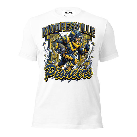 Mooresville Pioneers Football T-Shirt in White – Indiana Spirit Wear by Hometown Gameday Co.