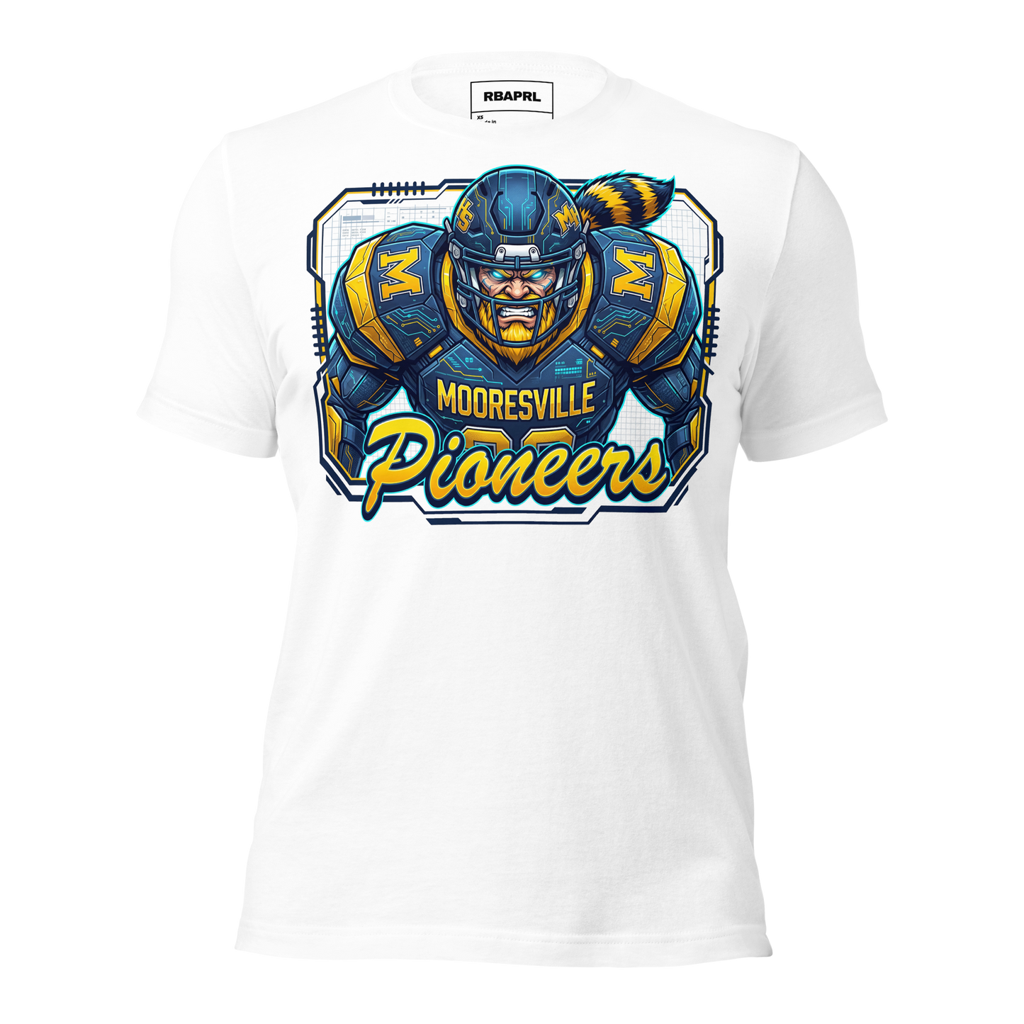 Mooresville Pioneers Football T-Shirt in White – Indiana Spirit Wear by Hometown Gameday Co.