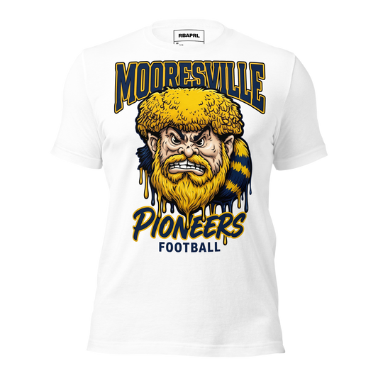 Mooresville Pioneers Football T-Shirt in White – Indiana Spirit Wear by Hometown Gameday Co.