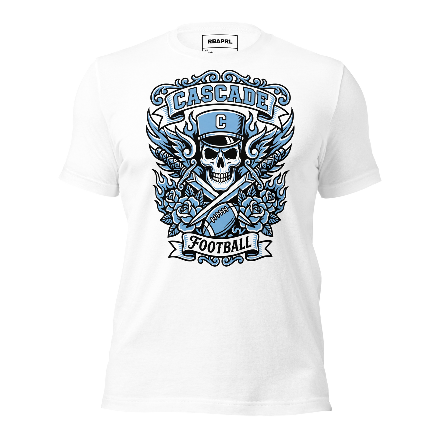 Cascade Cadets Football T-Shirt in White – Indiana Spirit Wear by Hometown Gameday Co.