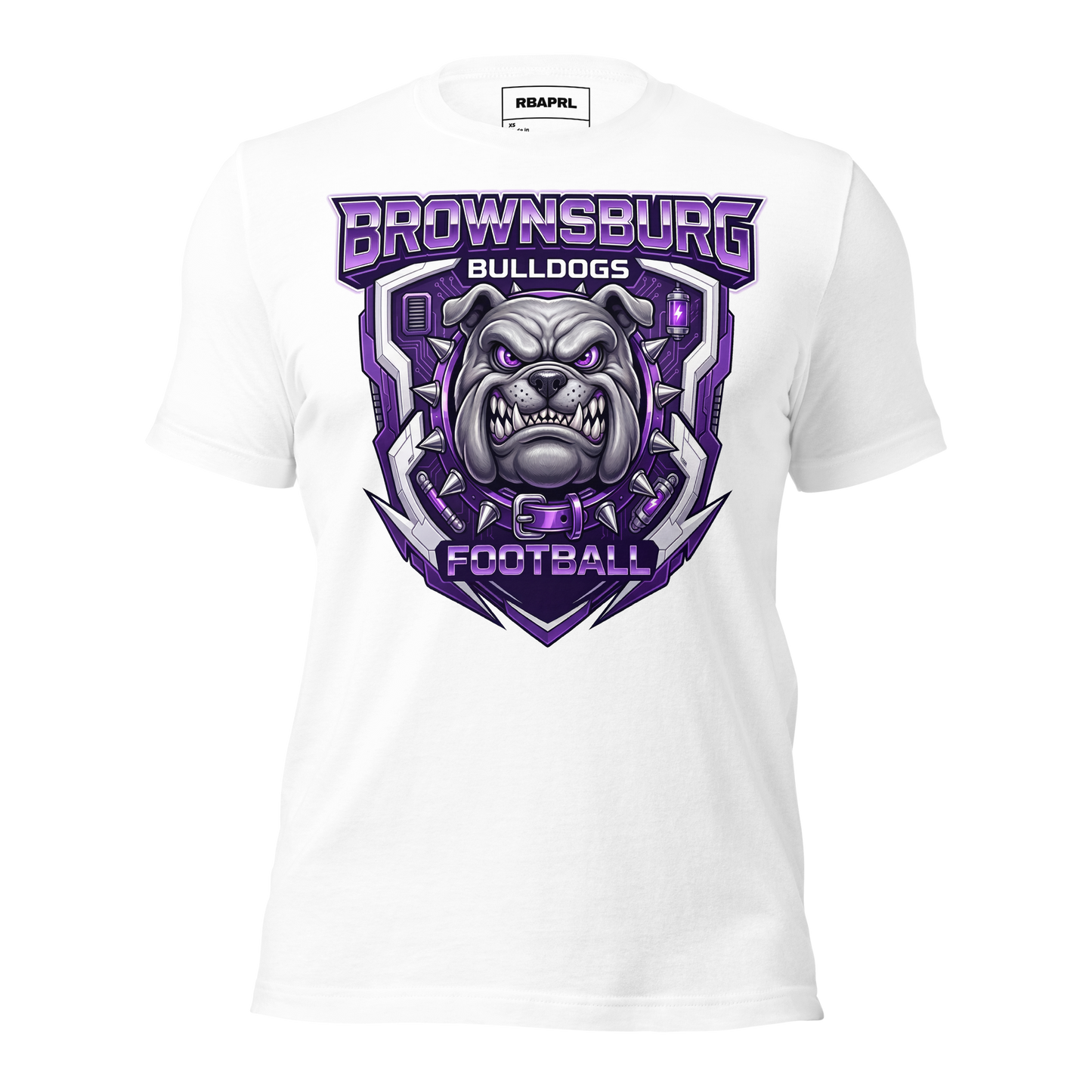 Brownsburg Bulldogs Football T-Shirt in White – Indiana Spirit Wear by Hometown Gameday Co.