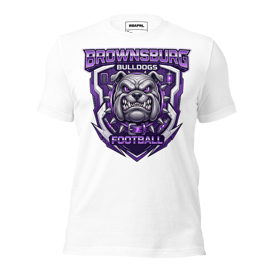 Brownsburg Bulldogs Football T-Shirt in White – Indiana Spirit Wear by Hometown Gameday Co.