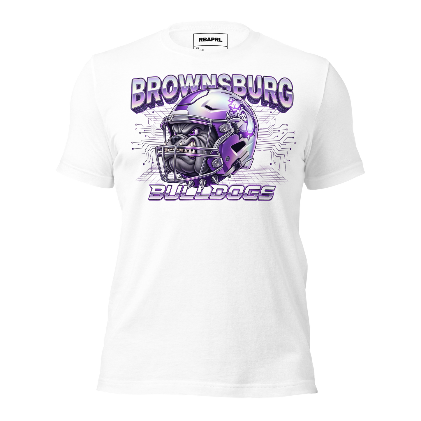 Brownsburg Bulldogs Football T-Shirt in White – Indiana Spirit Wear by Hometown Gameday Co.