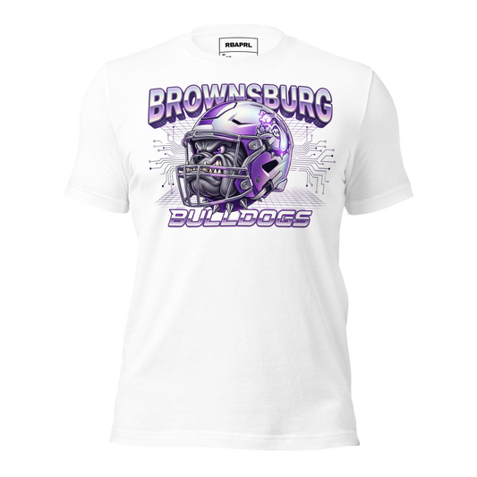 Brownsburg Bulldogs Football T-Shirt in White – Indiana Spirit Wear by Hometown Gameday Co.
