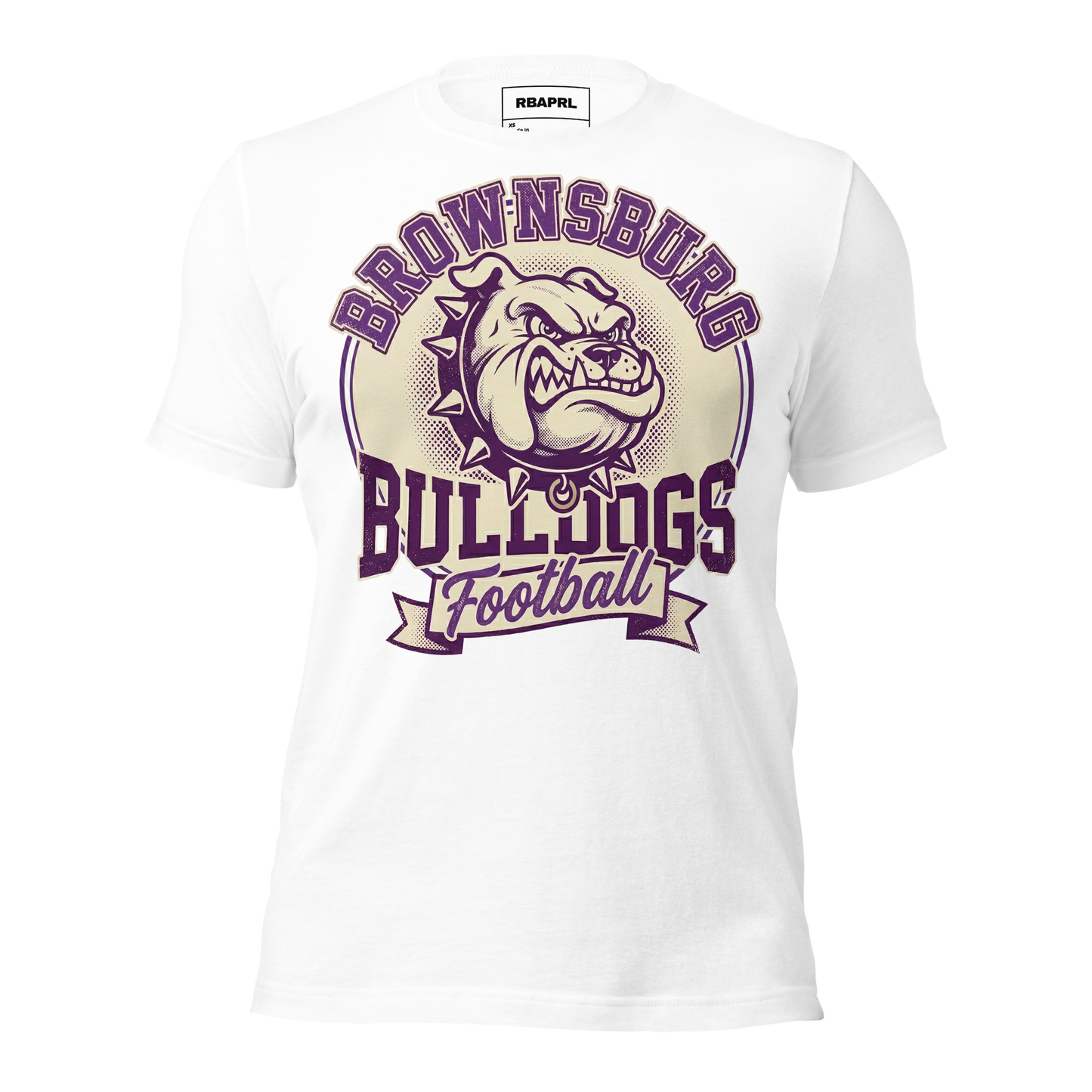 Brownsburg Bulldogs Football T-Shirt in White – Indiana Spirit Wear by Hometown Gameday Co.