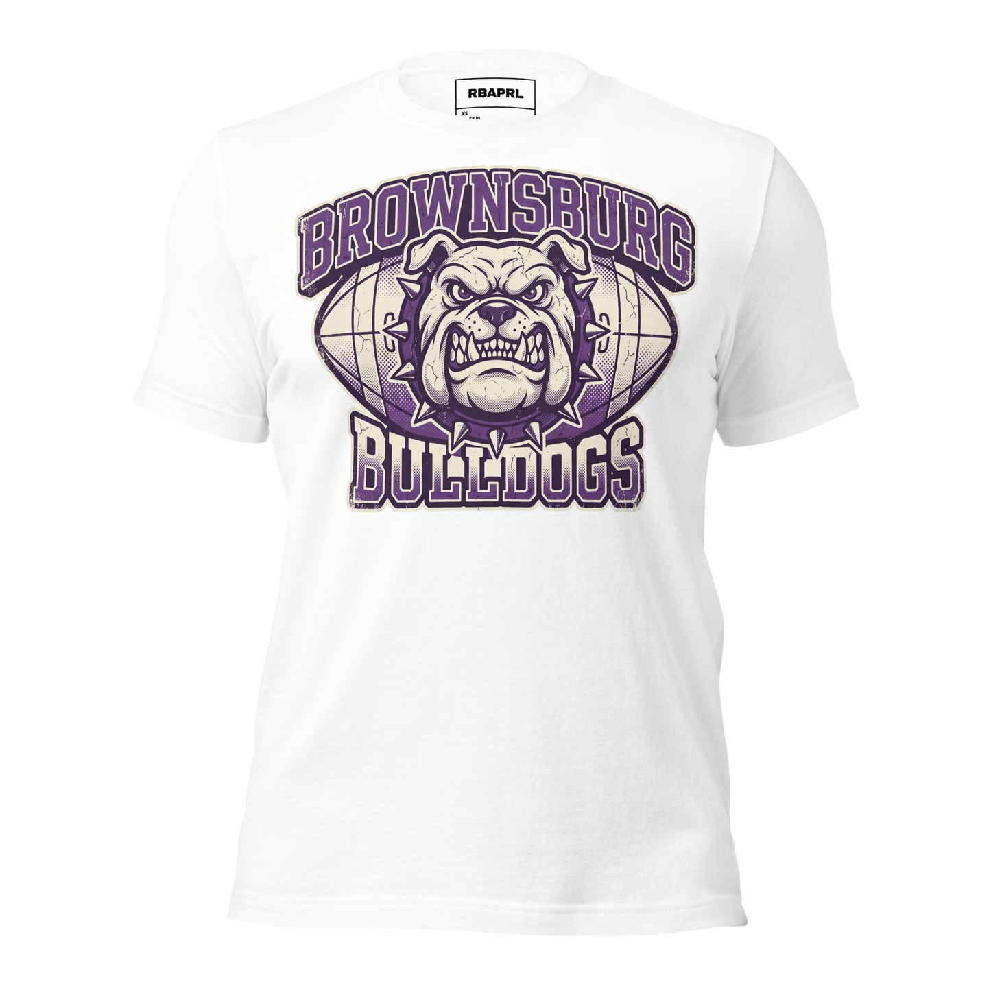 Brownsburg Bulldogs Football T-Shirt in White – Indiana Spirit Wear by Hometown Gameday Co.