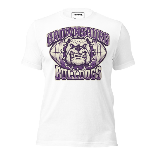Brownsburg Bulldogs Football T-Shirt in White – Indiana Spirit Wear by Hometown Gameday Co.