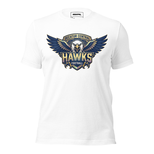 Decatur Central Hawks Football T-Shirt in White – Indiana Spirit Wear by Hometown Gameday Co.