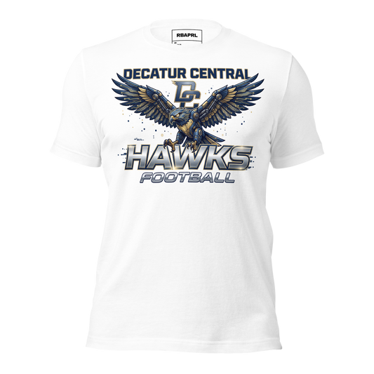 Decatur Central Hawks Football T-Shirt in White – Indiana Spirit Wear by Hometown Gameday Co.