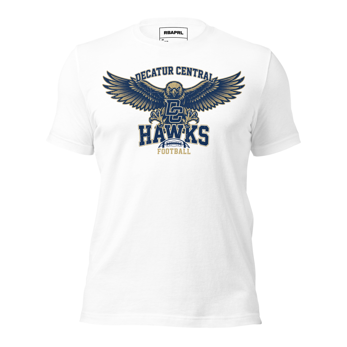 Decatur Central Hawks Football T-Shirt in White – Indiana Spirit Wear by Hometown Gameday Co.