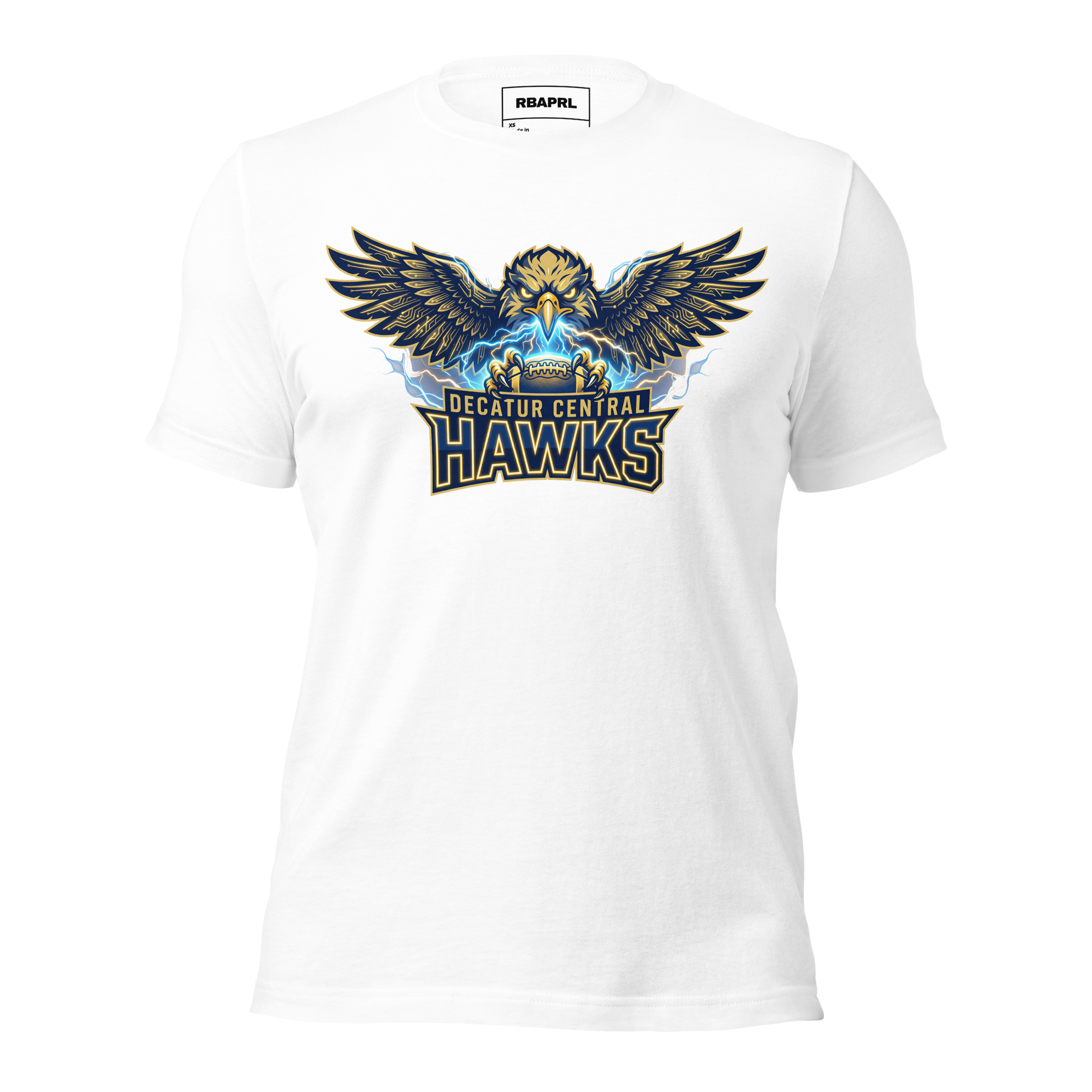 Decatur Central Hawks Football T-Shirt in White – Indiana Spirit Wear by Hometown Gameday Co.