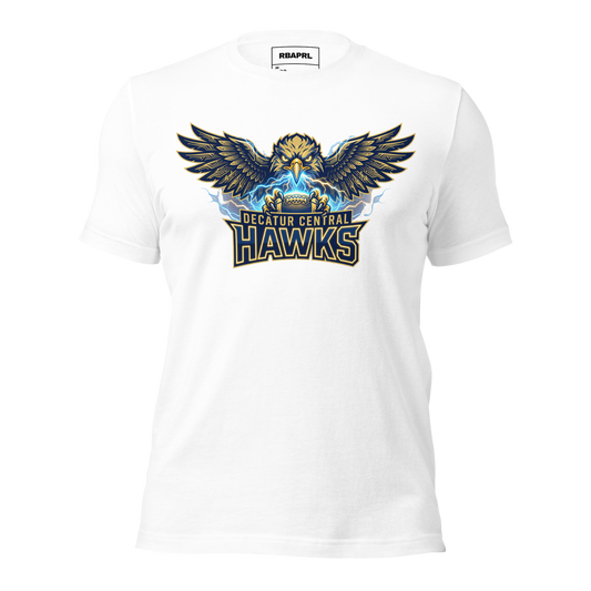 Decatur Central Hawks Football T-Shirt in White – Indiana Spirit Wear by Hometown Gameday Co.