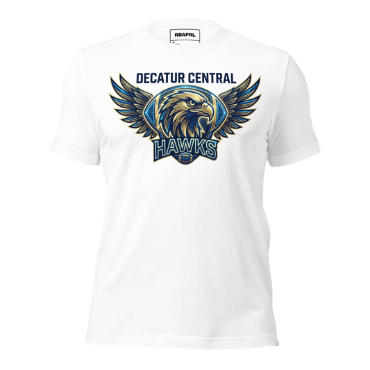 Decatur Central Hawks Football T-Shirt in White – Indiana Spirit Wear by Hometown Gameday Co.
