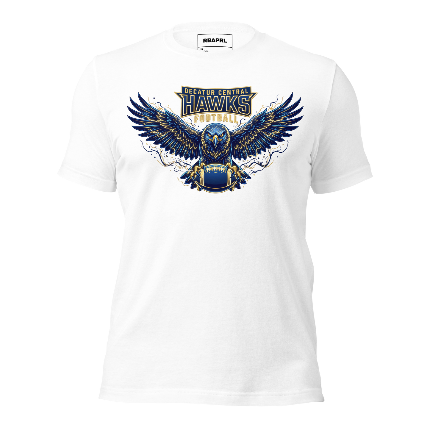 Decatur Central Hawks Football T-Shirt in White – Indiana Spirit Wear by Hometown Gameday Co.