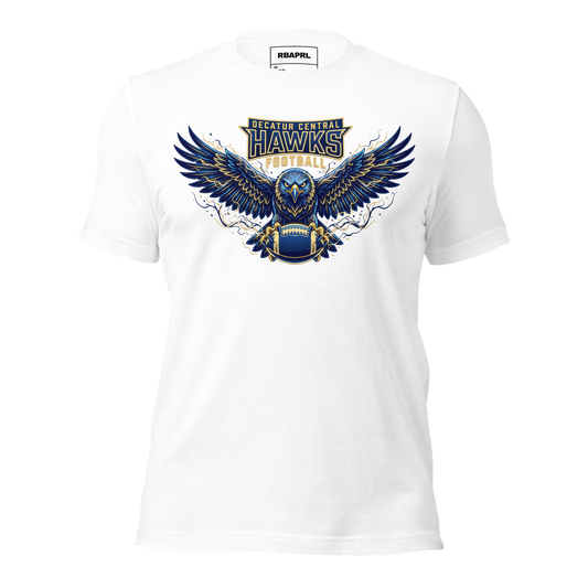 Decatur Central Hawks Football T-Shirt in White – Indiana Spirit Wear by Hometown Gameday Co.