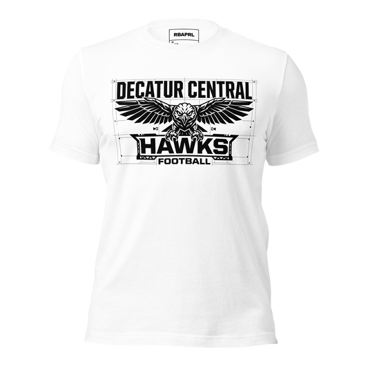 Decatur Central Hawks Football T-Shirt in White – Indiana Spirit Wear by Hometown Gameday Co.