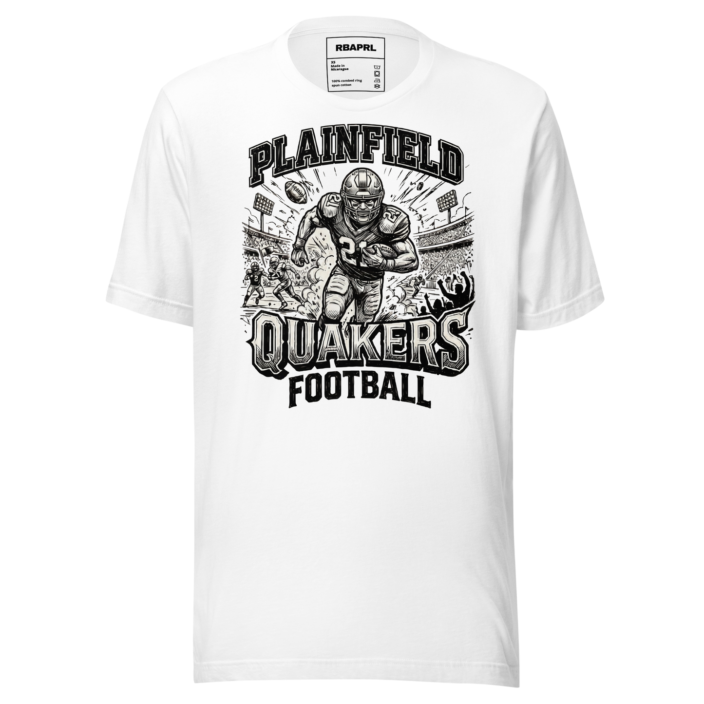 Plainfield Quakers Football T-Shirt in White – Indiana Spirit Wear by Hometown Gameday Co.