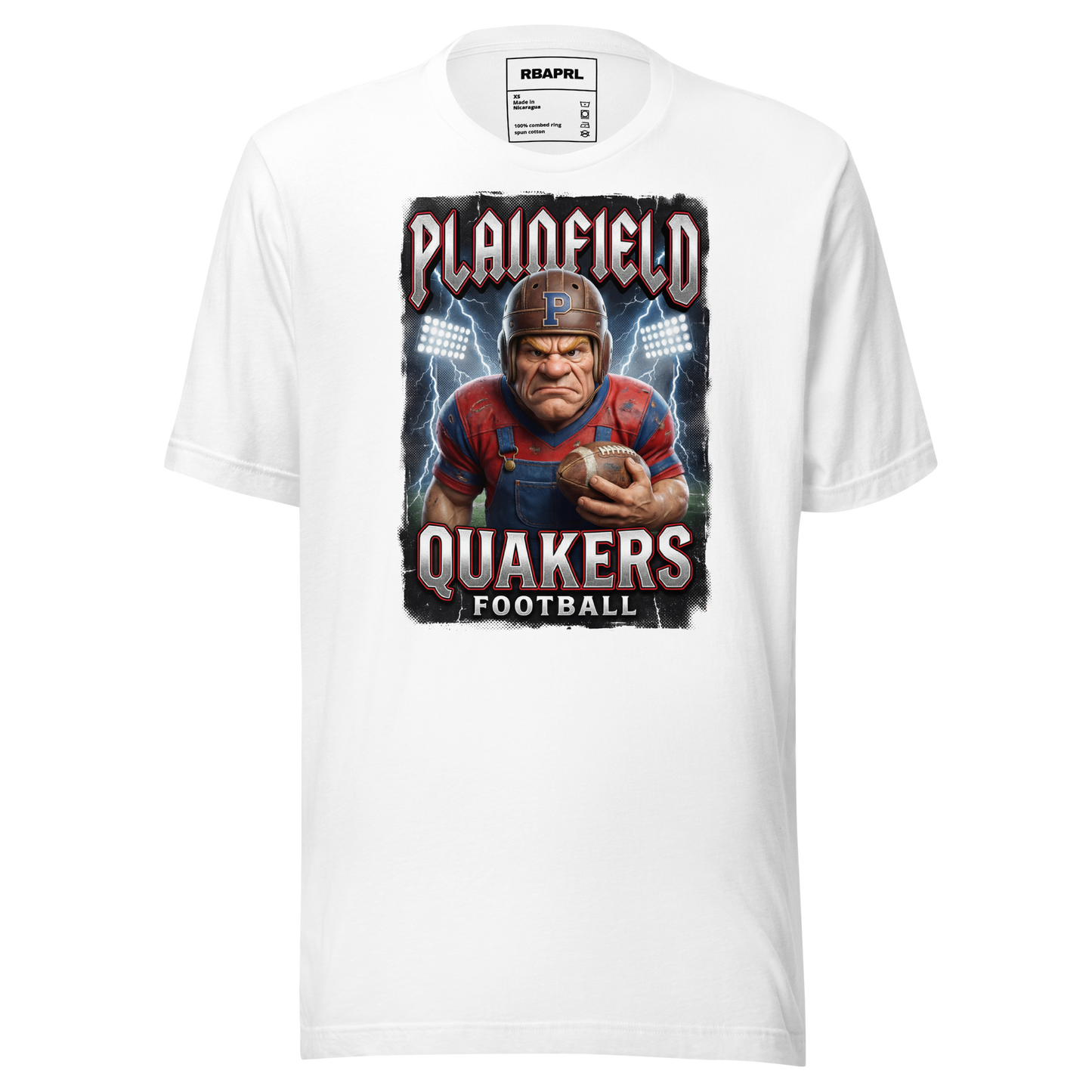 Plainfield Quakers Football T-Shirt in White – Indiana Spirit Wear by Hometown Gameday Co.