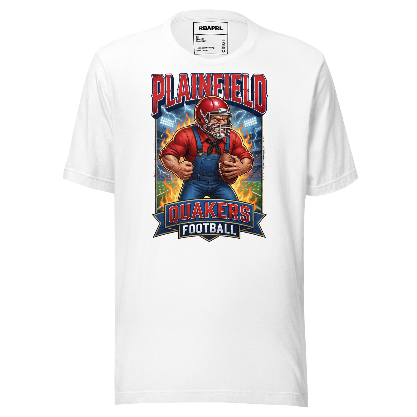 Plainfield Quakers Football T-Shirt in White – Indiana Spirit Wear by Hometown Gameday Co.