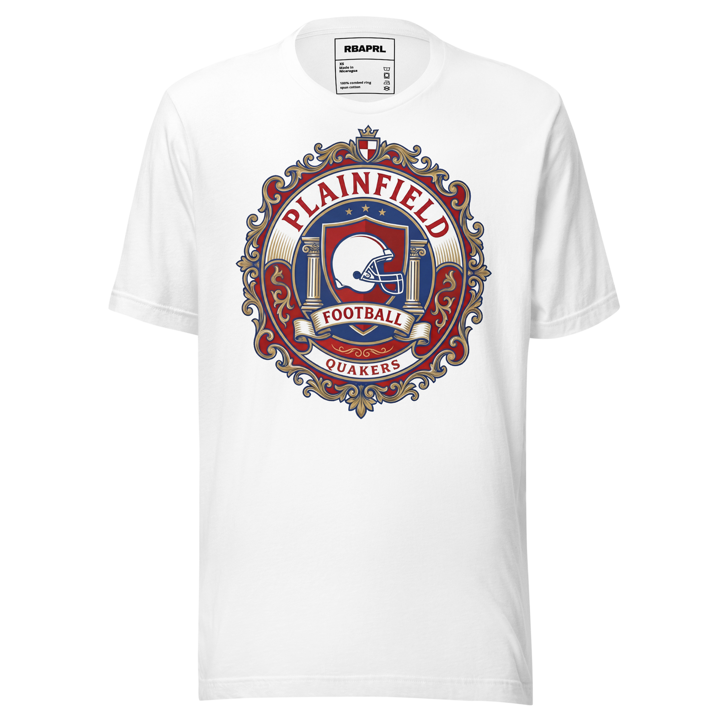 Plainfield Quakers Football T-Shirt in White – Indiana Spirit Wear by Hometown Gameday Co.