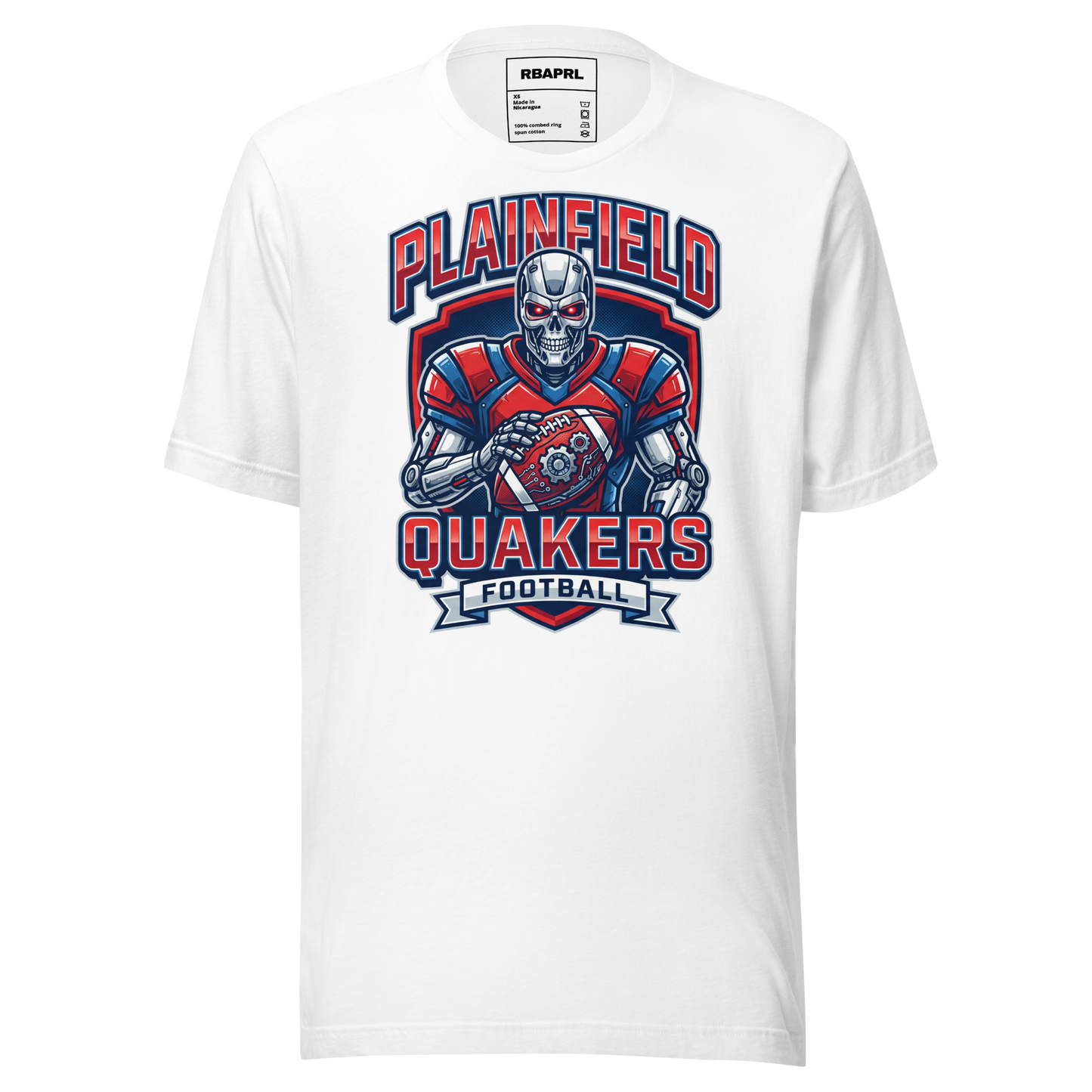 Plainfield Quakers Football T-Shirt in White – Indiana Spirit Wear by Hometown Gameday Co.