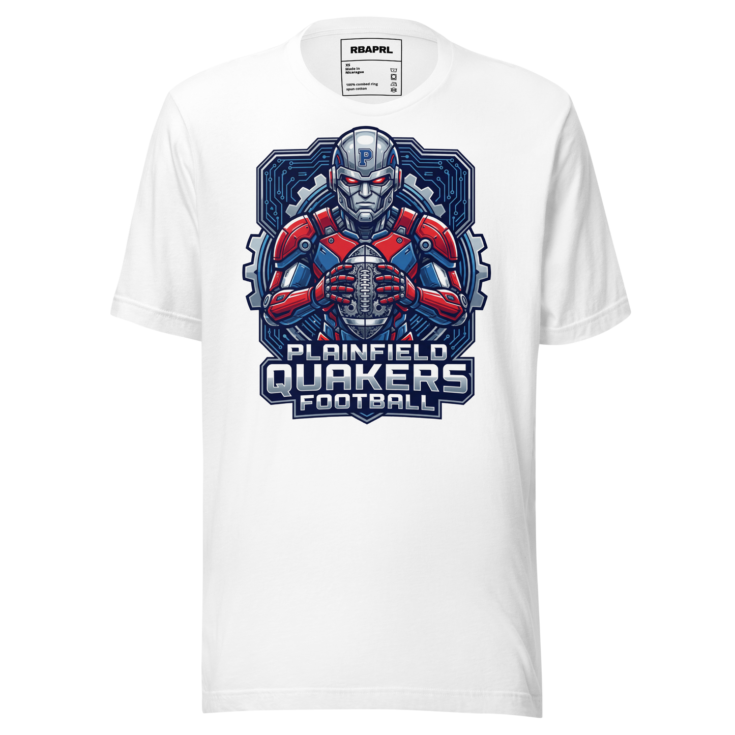 Plainfield Quakers Football T-Shirt in White – Indiana Spirit Wear by Hometown Gameday Co.