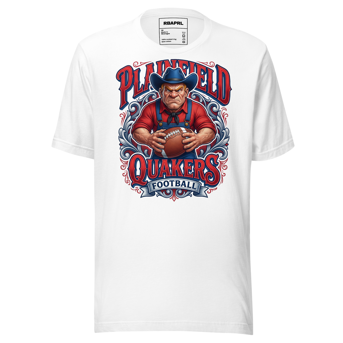 Plainfield Quakers Football T-Shirt in White – Indiana Spirit Wear by Hometown Gameday Co.