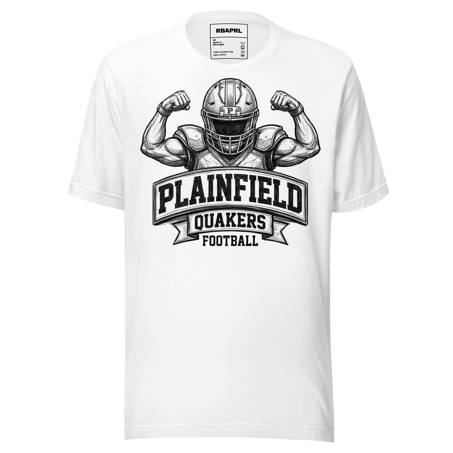 Plainfield Quakers Football T-Shirt in White – Indiana Spirit Wear by Hometown Gameday Co.