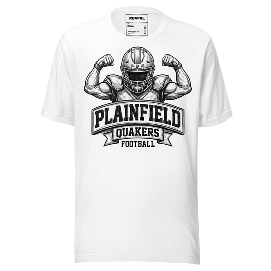 Plainfield Quakers Football T-Shirt in White – Indiana Spirit Wear by Hometown Gameday Co.