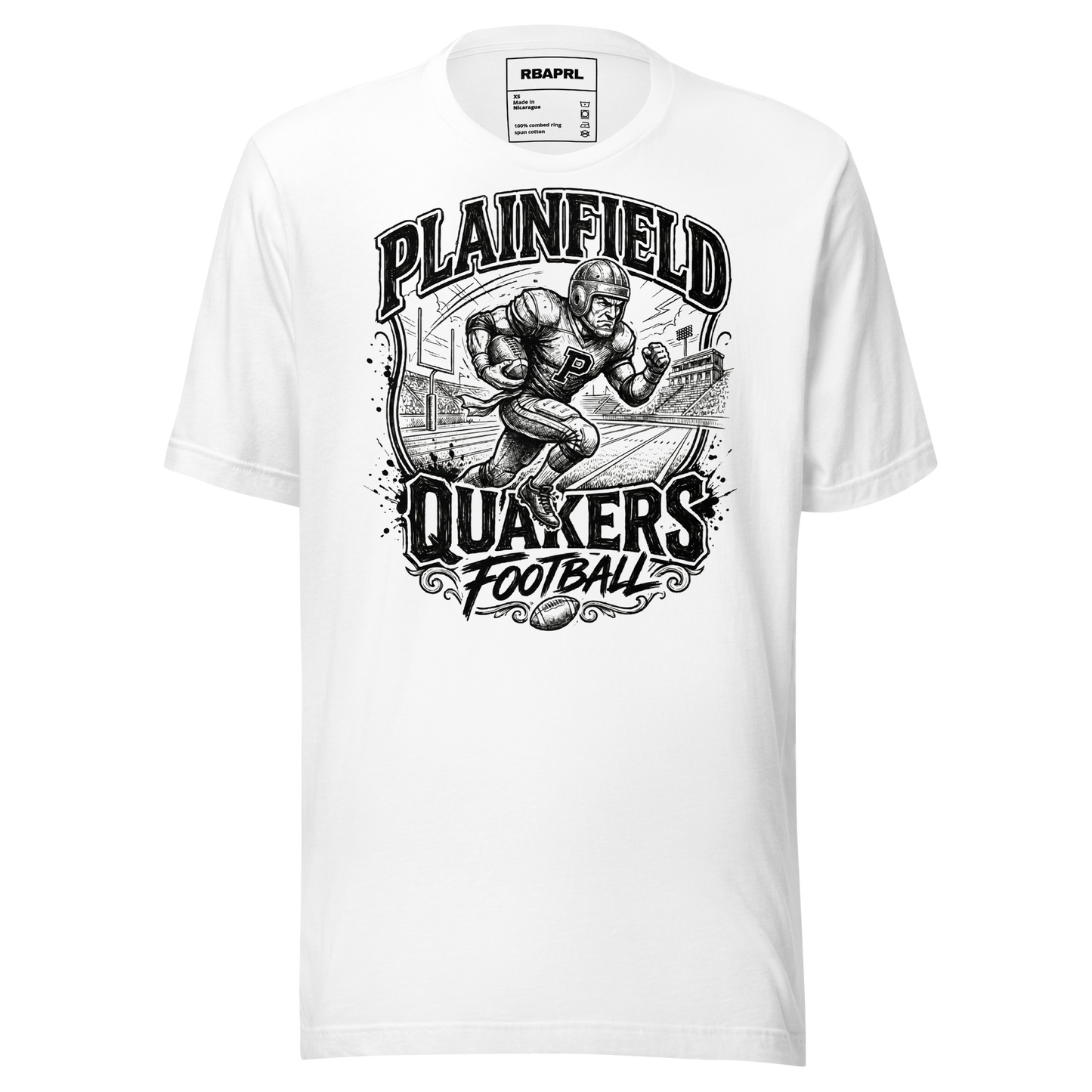 Plainfield Quakers Football T-Shirt in White – Indiana Spirit Wear by Hometown Gameday Co.