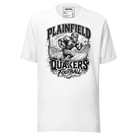 Plainfield Quakers Football T-Shirt in White – Indiana Spirit Wear by Hometown Gameday Co.