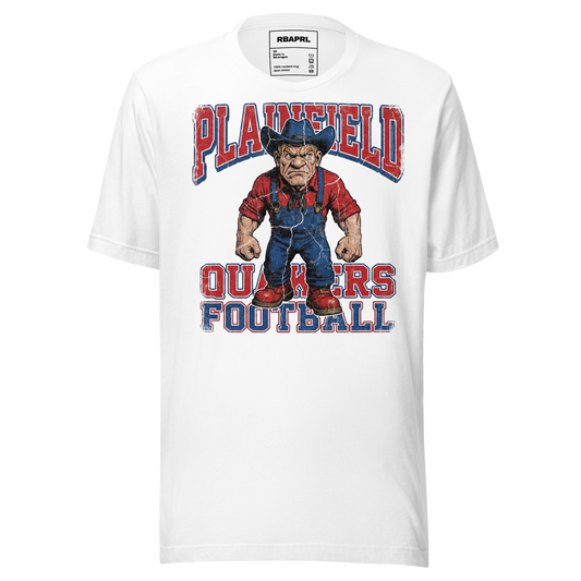 Plainfield Quakers Football T-Shirt in White – Indiana Spirit Wear by Hometown Gameday Co.