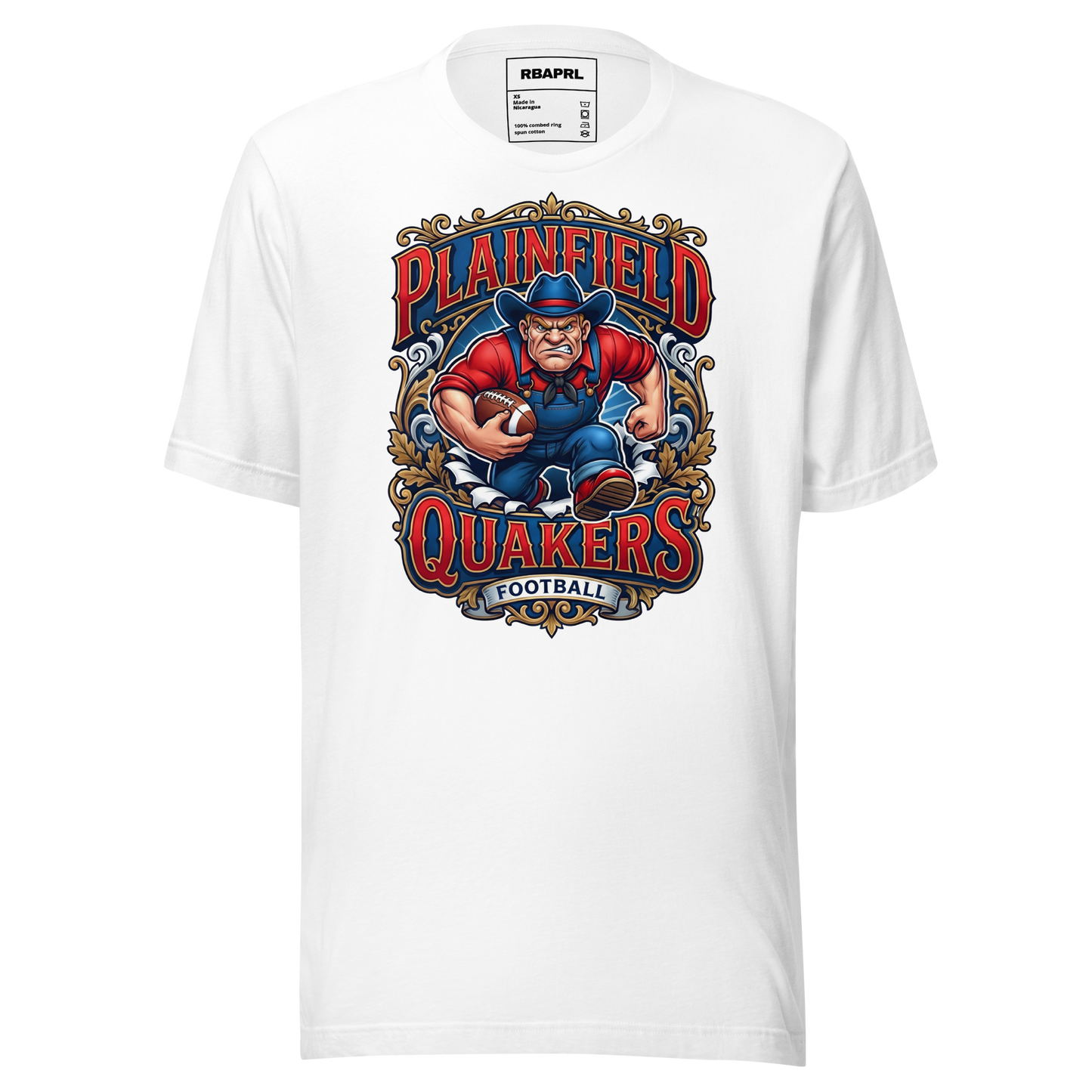 Plainfield Quakers Football T-Shirt in White – Indiana Spirit Wear by Hometown Gameday Co.