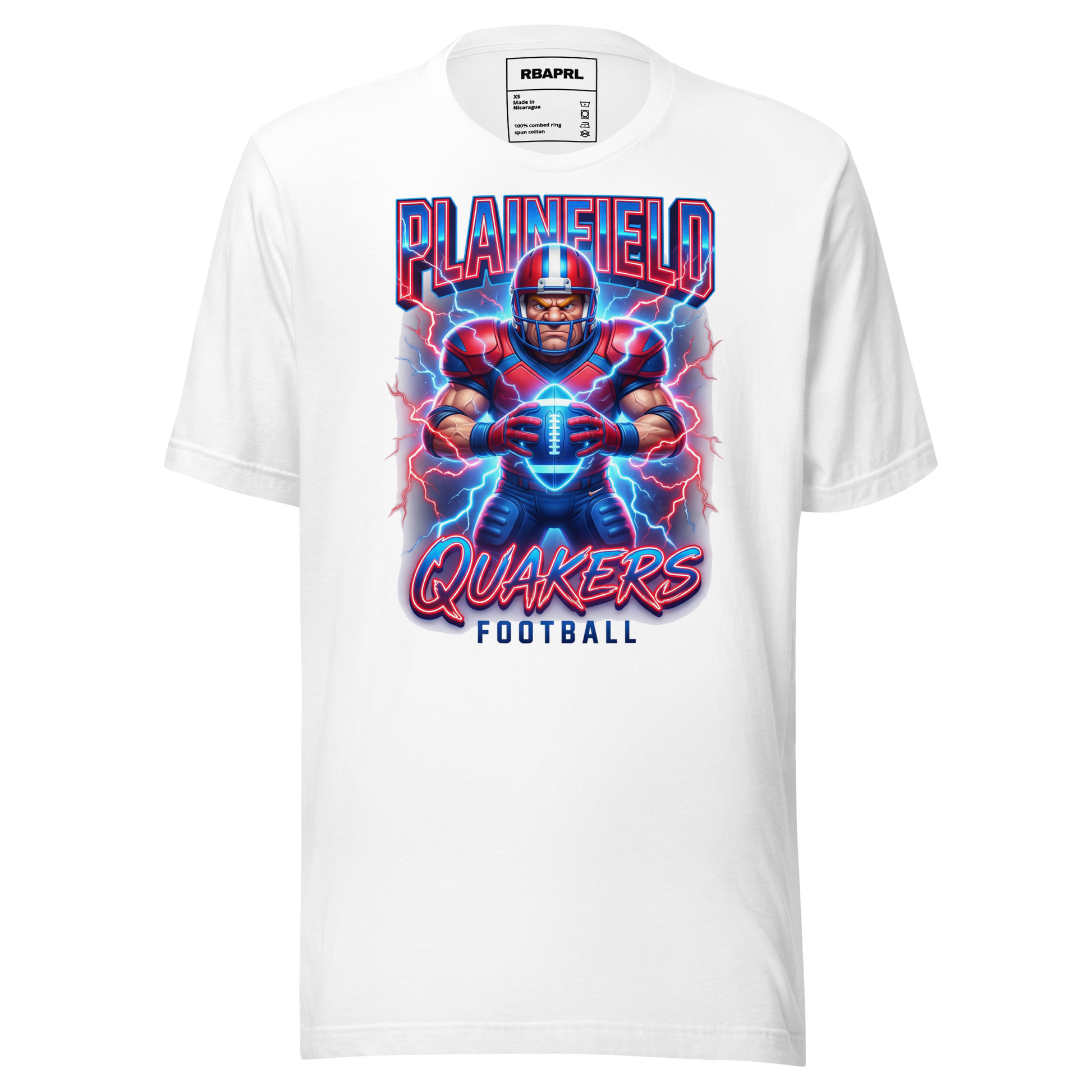 Plainfield Quakers Football T-Shirt in White – Indiana Spirit Wear by Hometown Gameday Co.