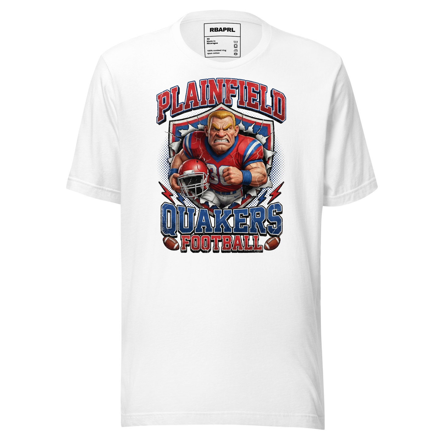 Plainfield Quakers Football T-Shirt in White – Indiana Spirit Wear by Hometown Gameday Co.