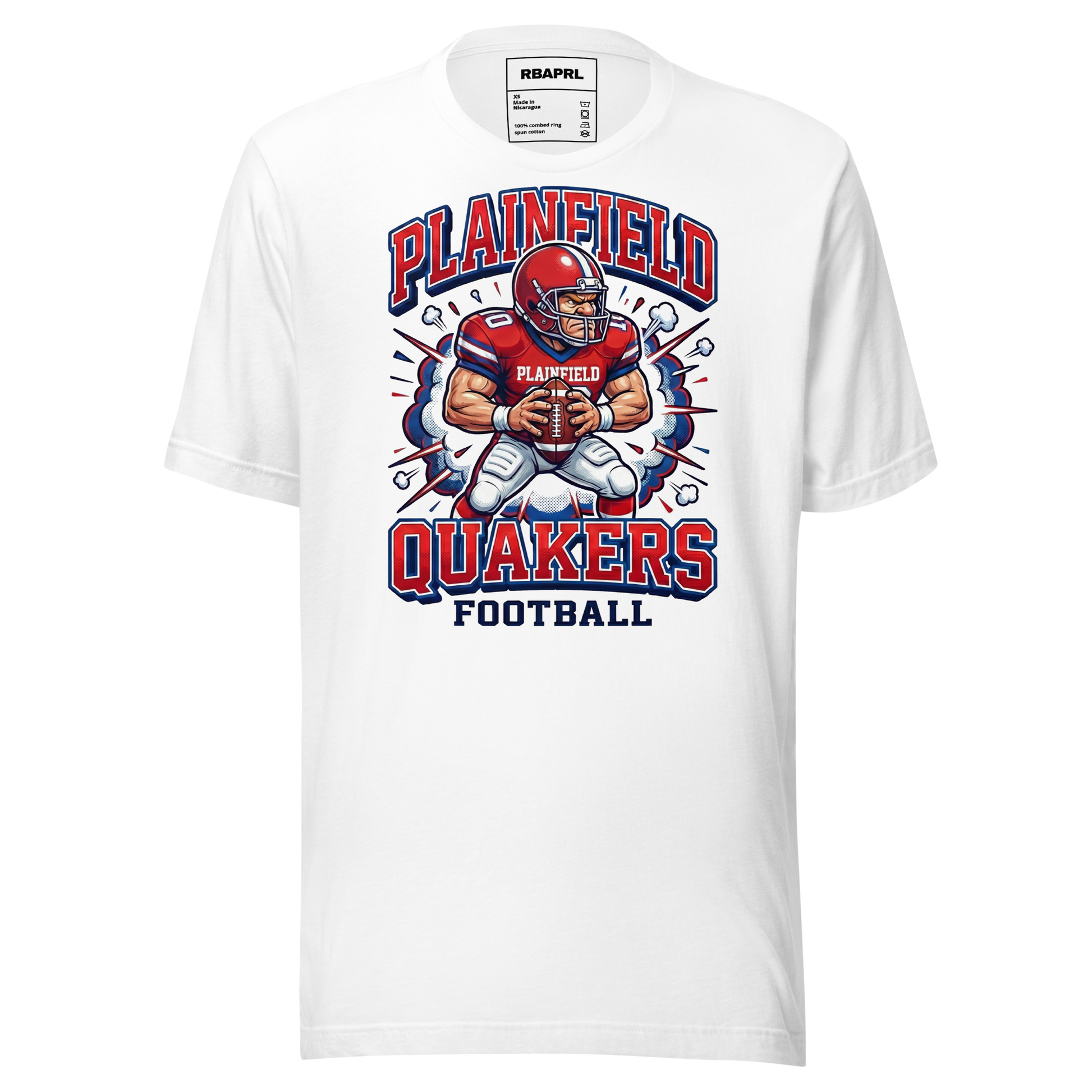 Plainfield Quakers Football T-Shirt in White – Indiana Spirit Wear by Hometown Gameday Co.