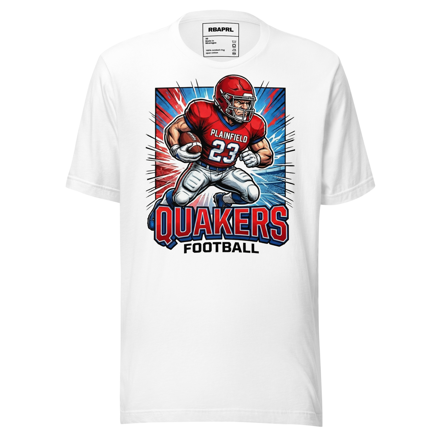 Plainfield Quakers Football T-Shirt in White – Indiana Spirit Wear by Hometown Gameday Co.