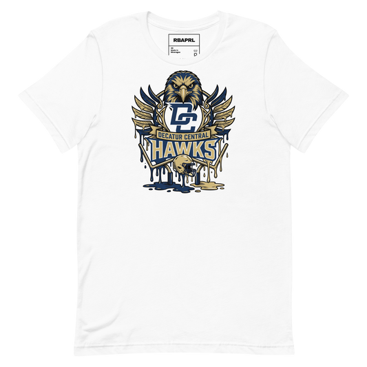 Decatur Central Hawks Football T-Shirt in White – Indiana Spirit Wear by Hometown Gameday Co.