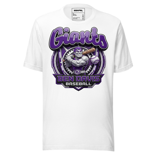 Ben Davis Giants Baseball T-Shirt in White – Indiana Spirit Wear by Hometown Gameday Co.
