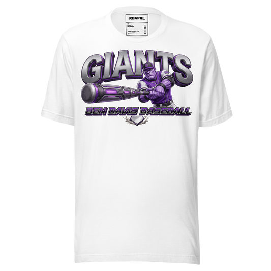 Ben Davis Giants Baseball T-Shirt in White – Indiana Spirit Wear by Hometown Gameday Co.